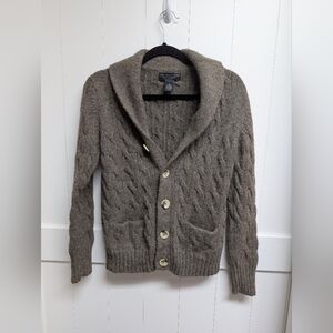 The Men's Store Bloomingdale's Brown Alpaca Cable Knit Cardigan, Small